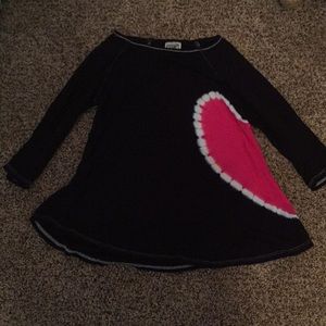 Navy Blue shirt with a pink and white heart